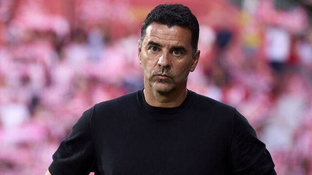 GIRONA, SPAIN - MAY 23: Michel Sanchez, Manager of Girona FC looks on prior to the LaLiga EA Sports match between Girona FC and Elche CF at Montilivi Stadium on May 23, 2026 in Girona, Spain.
