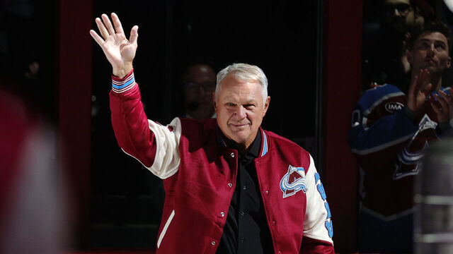 DENVER, COLORADO - DECEMBER 11: Claude Lemieux is honored at the the Colorado Avalanche's 30th Anniversary Celebration of the 1995-1996 season prior to the game against the Florida Panthers at Ball Arena on December 11, 2025 in Denver, Colorado.