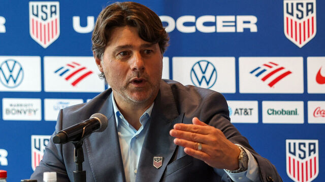 The US Men's National Team's (USMNT) head coach Argentine Mauricio Pochettino speaks during the announcement of the USMNT 2026 World Cup roster in New York, on May 26, 2026.