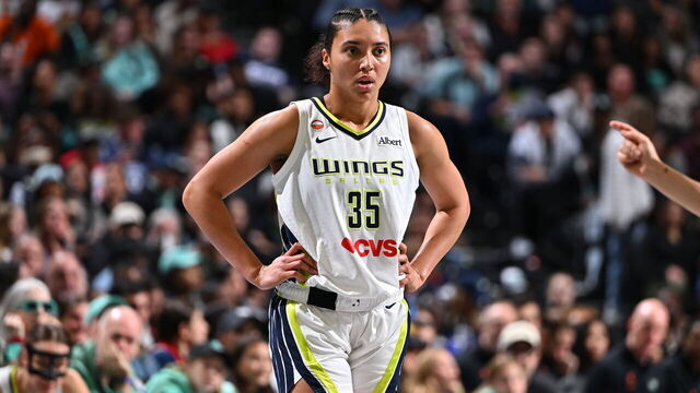 BROOKLYN, NY - MAY 24: Azzi Fudd #35 of the Dallas Wings looks on during the game against the New York Liberty on May 24, 2026 at Barclays Center Arena in Brooklyn, New York. Mandatory Copyright Notice: Copyright 2026 NBAE