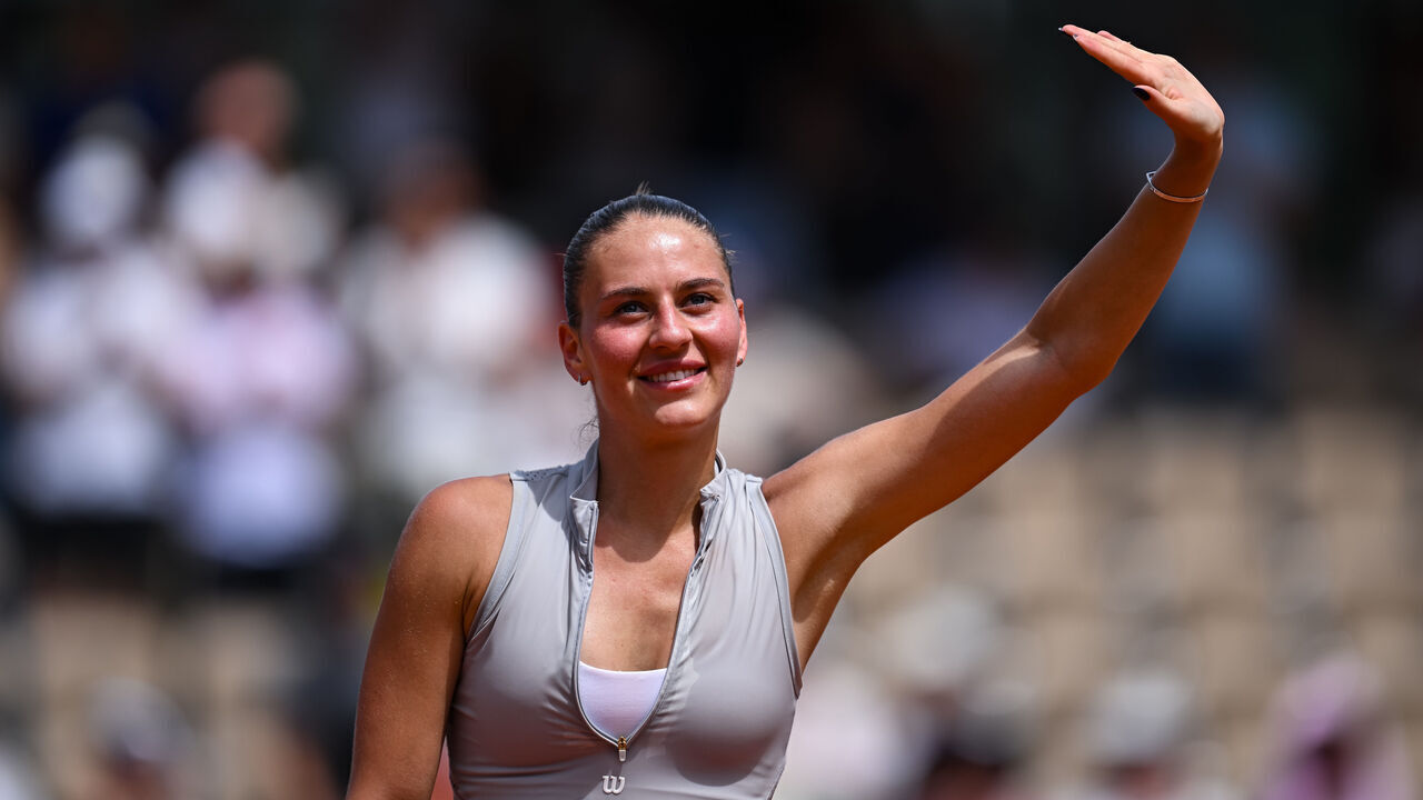 PARIS, FRANCE - MAY 29: Marta Kostyuk of Ukraine celebrates winning match point against Viktorija Golubic of Switzerland during the Women's Singles third round match on Day Six of the 2026 French Open at Roland Garros on May 29, 2026 in Paris, France.