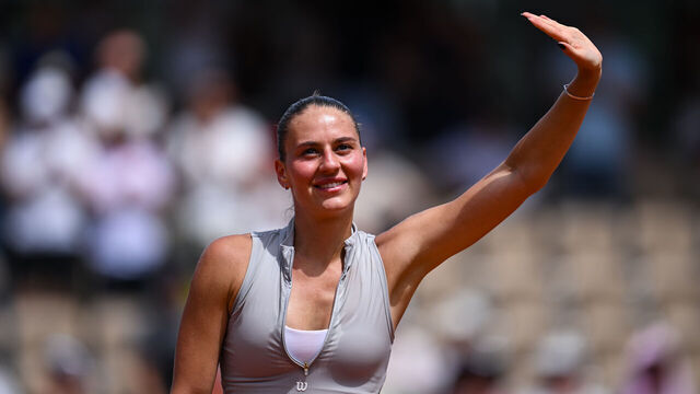 PARIS, FRANCE - MAY 29: Marta Kostyuk of Ukraine celebrates winning match point against Viktorija Golubic of Switzerland during the Women's Singles third round match on Day Six of the 2026 French Open at Roland Garros on May 29, 2026 in Paris, France.
