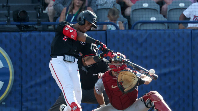HOOVER, AL - MAY 24: Infielder Ryan Black #2 of the Georgia Bulldogs hits the ball with the SEC logo behind the plate during the SEC Baseball Tournament Championship game between Georgia Bulldogs and Arkansas Razorbacks on May 24, 2026, at Hoover Metropolitan Stadium in Hoover, Alabama.