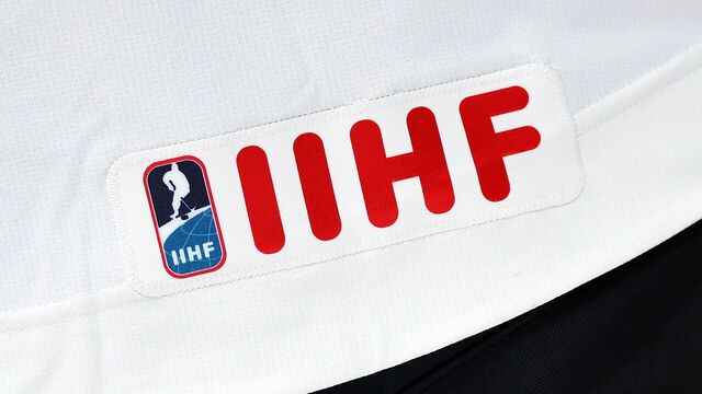 ST PAUL, MINNESOTA - DECEMBER 27: A detailed view of an IIHF logo on a Germany jersey in the third period of the game against Slovakia at Grand Casino Arena on December 27, 2025 in St Paul, Minnesota. Slovakia defeated Germany 4-1.
