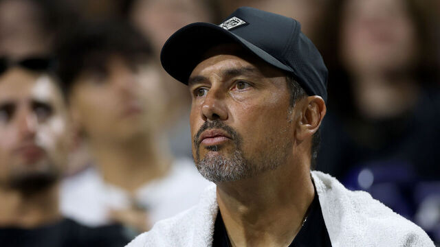 TORONTO, ONTARIO - AUGUST 01: Mariano Puerta watches Brandon Nakashima of United States play Ben Shelton of United States during the National Bank Open Presented by Rogers at Sobeys Stadium on August 01, 2025 in Toronto, Ontario.
