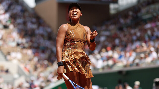 PARIS, FRANCE - MAY 30: Naomi Osaka of Japan celebrates match point against Iva Jovic of United States during their Women's Singles third round match on Day Seven of the 2026 French Open at Roland Garros on May 30, 2026 in Paris, France.