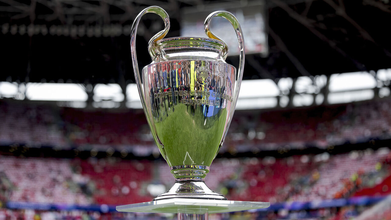 BUDAPEST, HUNGARY - MAY 30: UEFA Champions League trophy during the UEFA Champions League match between Paris Saint Germain v Arsenal at the Puskas Arena on May 30, 2026 in Budapest Hungary
