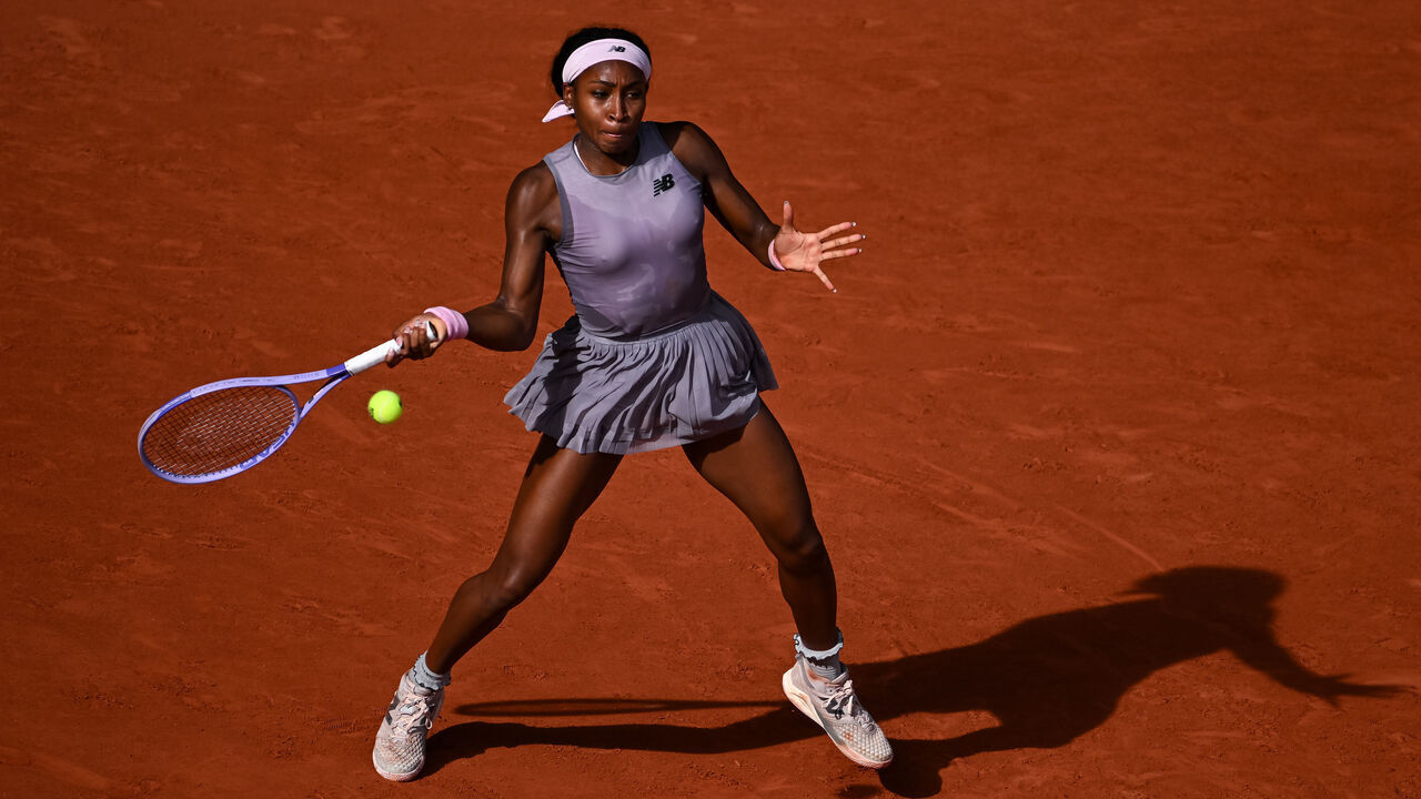 PARIS, FRANCE - MAY 30: Coco Gauff of the United States in action against Anastasia Potapova of Austria during the Women's Singles third round match on Day Seven of the 2026 French Open at Roland Garros on May 30, 2026 in Paris, France.