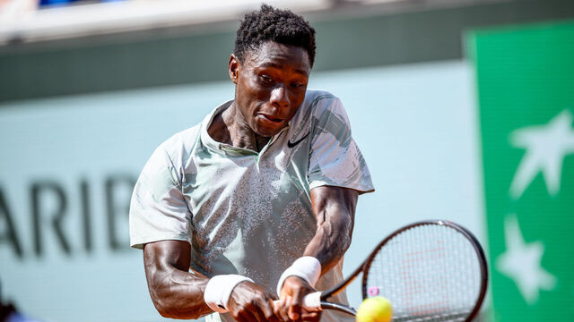 PARIS, FRANCE - MAY 30: Moise Kouame of France in action against Alejandro Tabilo of Chile during the Men's Singles third round match on Day Seven of the 2026 French Open at Roland Garros on May 30, 2026 in Paris, France.