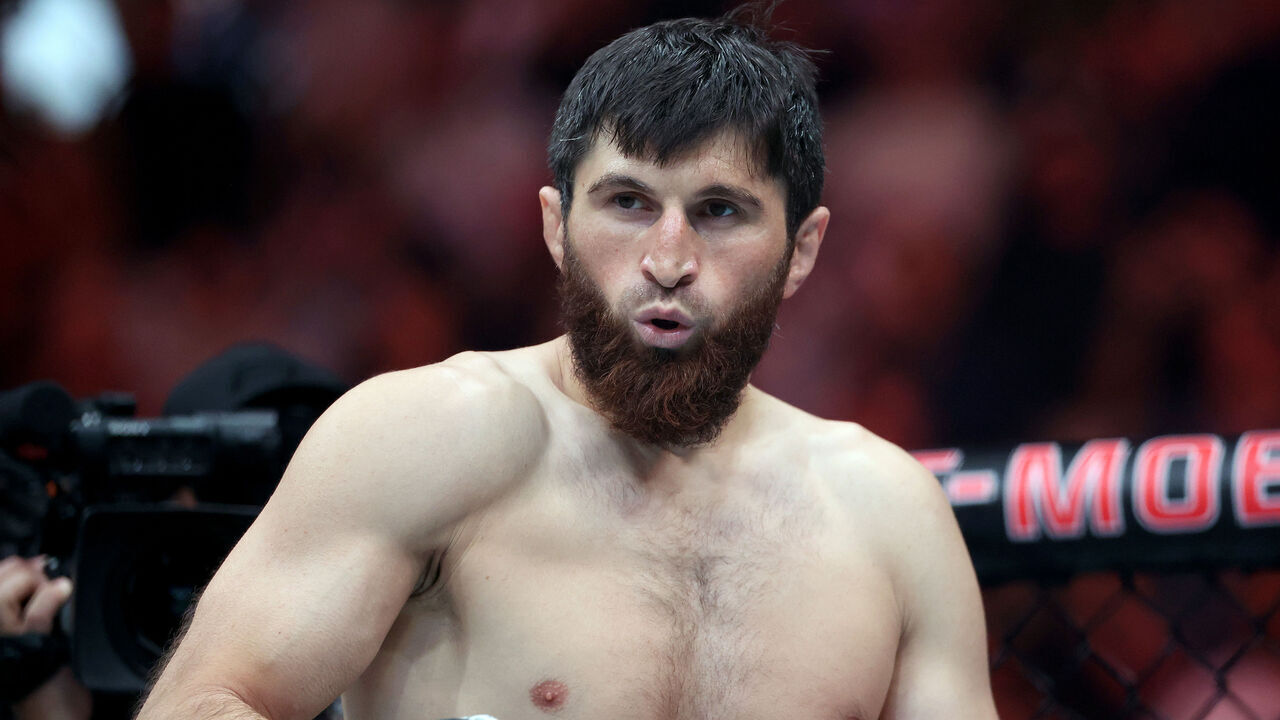 LAS VEGAS, NEVADA - OCTOBER 04: Magomed Ankalaev looks on prior to a light heavyweight title bout against Alex Pereira of Brazil in UFC 320: Ankalaev vs Pereira 2 at T-Mobile Arena on October 04, 2025 in Las Vegas, Nevada.