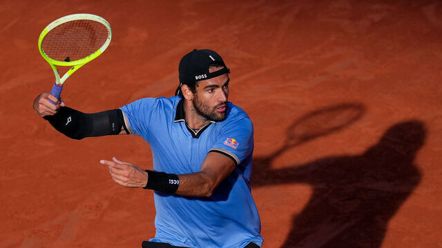 PARIS, FRANCE - JUNE 01: Matteo Berrettini of Italy in action against Juan Manuel Cerundolo of Argentina in the Men's Singles Fourth Round match on Day Nine of the 2026 French Open at Roland Garros on June 01, 2026 in Paris, France.