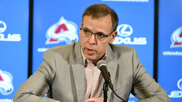 DENVER, CO - MARCH 06: Colorado Avalanche GM Chris MacFarland during a press conference before the Avalanche played the Detroit Red Wings at Ball Arena in Denver, Colorado on Wednesday, March 06, 2024.