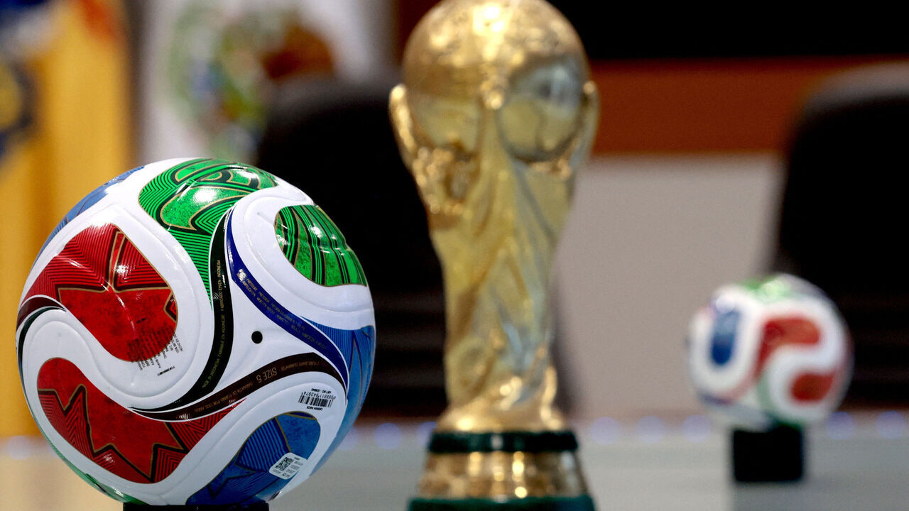Replicas of the FIFA World Cup balls and trophy are seen at a government office in Tlajomulco de Zuniga, Jalisco state, Mexico on February 19, 2026. Guadalajara will host four matches from the FIFA World Cup, including Mexico's second group fixture against Korea Republic on June 18, 2026.