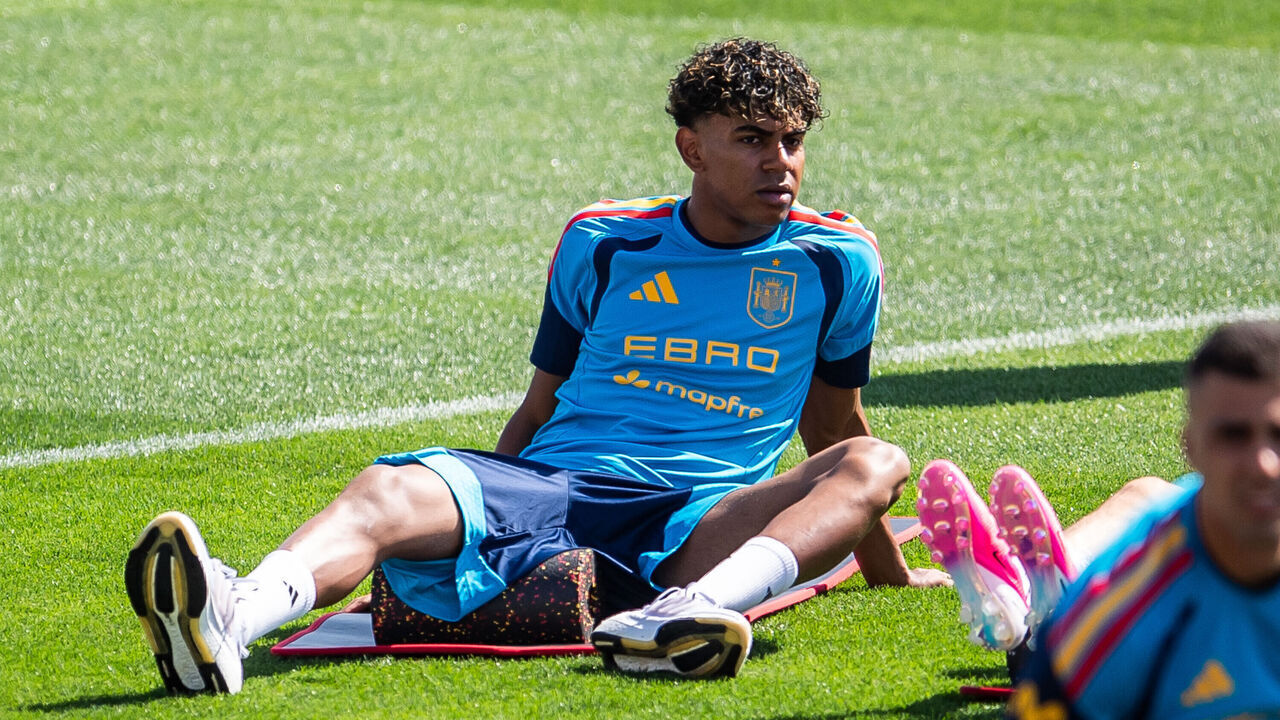MADRID, SPAIN - MAY 31: Lamine Yamal of Spain looks on during a training session at Ciudad del Futbol de Las Rozas on May 31, 2026 in Madrid, Spain.