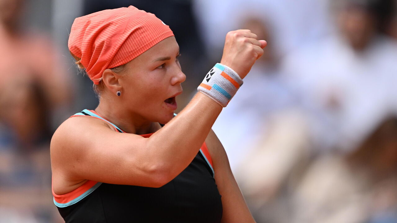 PARIS, FRANCE - JUNE 3: Aryna Sabalenka (not seen) and Diana Shnaider compete during their women's singles quarter-final match on the eleventh day of the French Open at Philippe-Chatrier Court in Paris, France, on June 3, 2026.