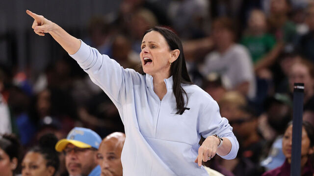 CHICAGO, ILLINOIS - MAY 27: Head coach Sandy Brondello of the Toronto Tempo reacts against the Chicago Sky during the second half at Wintrust Arena on May 27, 2026 in Chicago, Illinois.