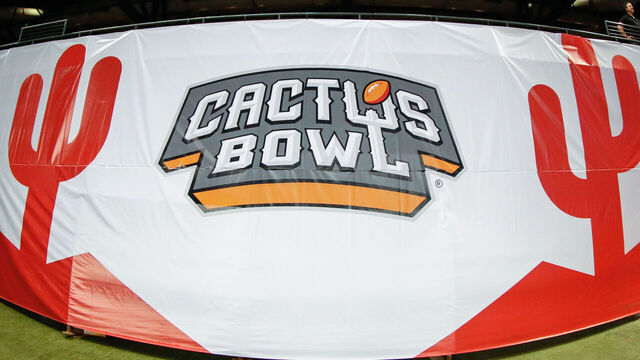 PHOENIX, AZ - DECEMBER 26: The Cactus Bowl logo during the Cactus Bowl college football game between the Kansas State Wildcats and the UCLA Bruins on December 26, 2017 at Chase Field in Phoenix, Arizona.
