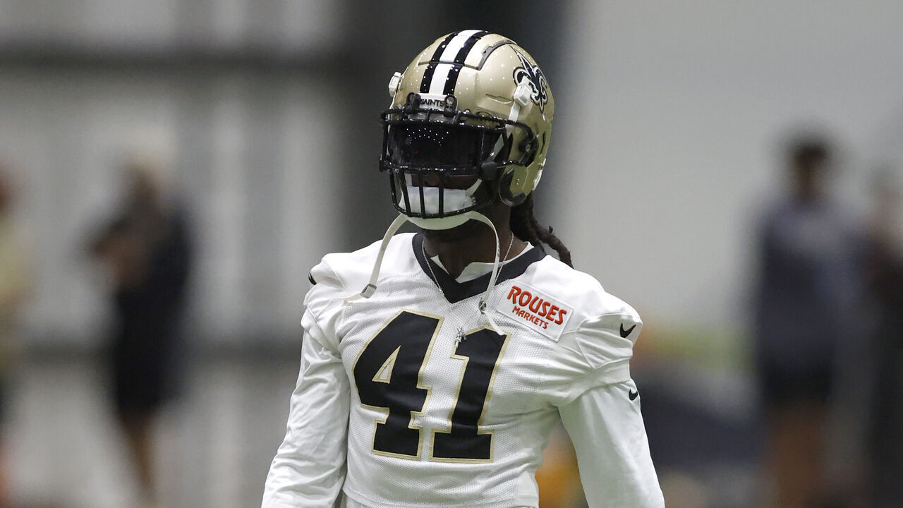 METAIRIE, LOUISIANA - JUNE 03: Alvin Kamara #41 of the New Orleans Saints attends the OTA Offseason Workout at Ochsner Sports Performance Center on June 03, 2026 in Metairie, Louisiana.