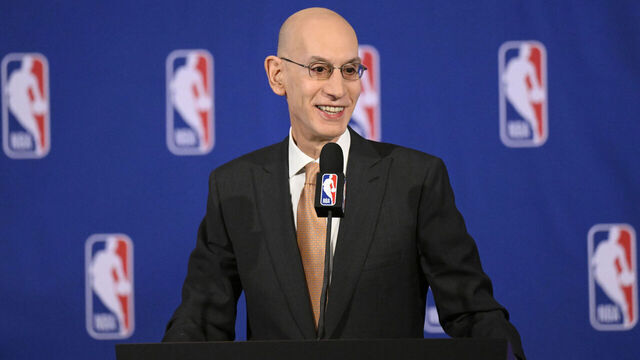 NEW YORK CITY - MARCH 25: NBA Commissioner Adam Silver addresses the media following the Board of Governors meetings on March 25, 2026 at the St. Regis Hotel in New York City. Mandatory Copyright Notice: Copyright 2026 NBAE