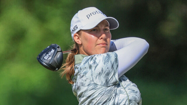 PACIFIC PALISADES, CALIFORNIA - JUNE 04: Jennifer Kupcho of The United States plays her tee shot on the 13th hole during the first round of the U.S. Women's Open presented by Ally 2026 at Riviera Country Club on June 04, 2026 in Pacific Palisades, California.