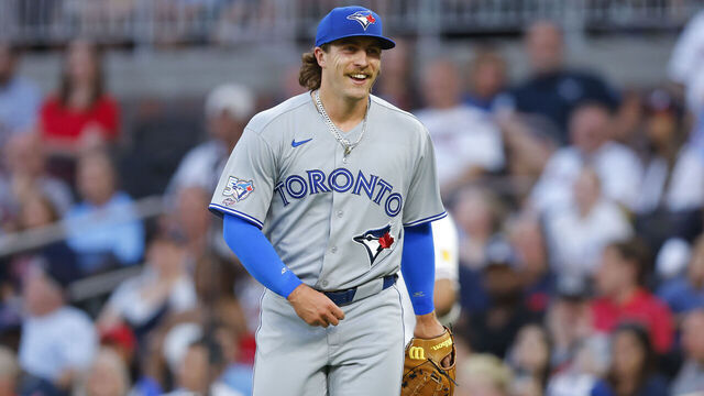 ATLANTA, GEORGIA - JUNE 4: Chad Dallas #37 of the Toronto Blue Jays pitches during the third inning against the Atlanta Braves at Truist Park on June 4, 2026 in Atlanta, Georgia.