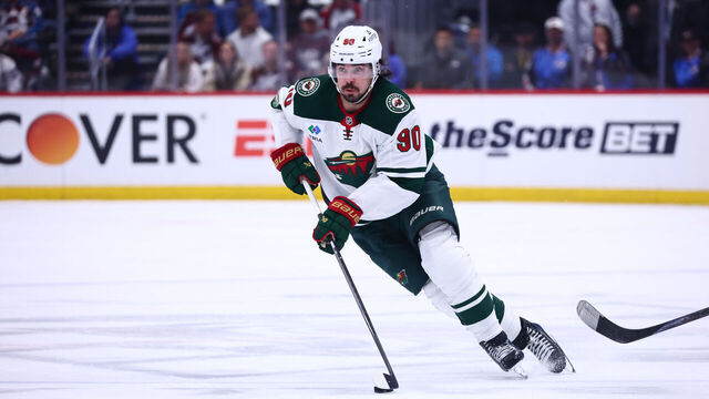 DENVER, COLORADO - MAY 5: Marcus Johansson #90 of the Minnesota Wild skates against the Colorado Avalanche in the first period of Game Two of the Second Round of the 2026 Stanley Cup Playoffs at Ball Arena on May 5, 2026 in Denver, Colorado.