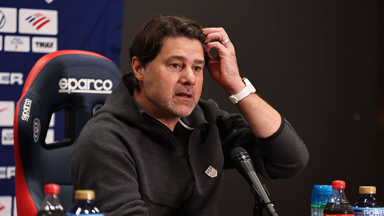 CHICAGO, ILLINOIS - JUNE 5: Head coach of the United States Mauricio Pochettino speaks with the media during a press conference before an international friendly match against Germany at Endeavor Health Performance Center on June 5, 2026 in Chicago, Illinois.