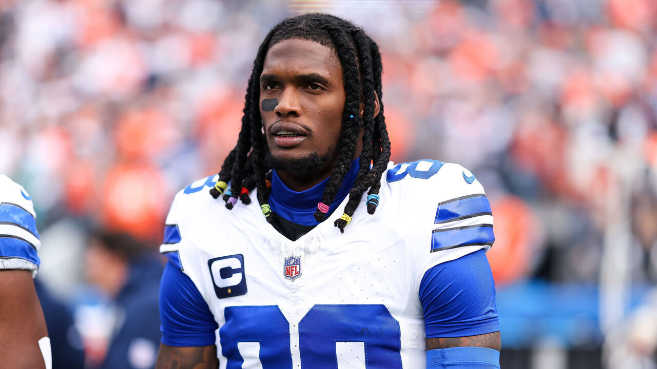 DENVER, COLORADO - OCTOBER 26: Ceedee Lamb #88 of the Dallas Cowboys stands on the sideline during the national anthem prior to the game against the Denver Broncos at Empower Field at Mile High on October 26, 2025 in Denver, Colorado.
