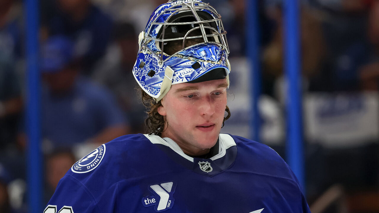 TAMPA, FL - MAY 3: Andrei Vasilevskiy #88 of the Tampa Bay Lightning against the Montréal Canadiens during Game Seven of the First Round of the 2026 Stanley Cup Playoffs at the Benchmark International Arena on May 3, 2026 in Tampa, Florida.