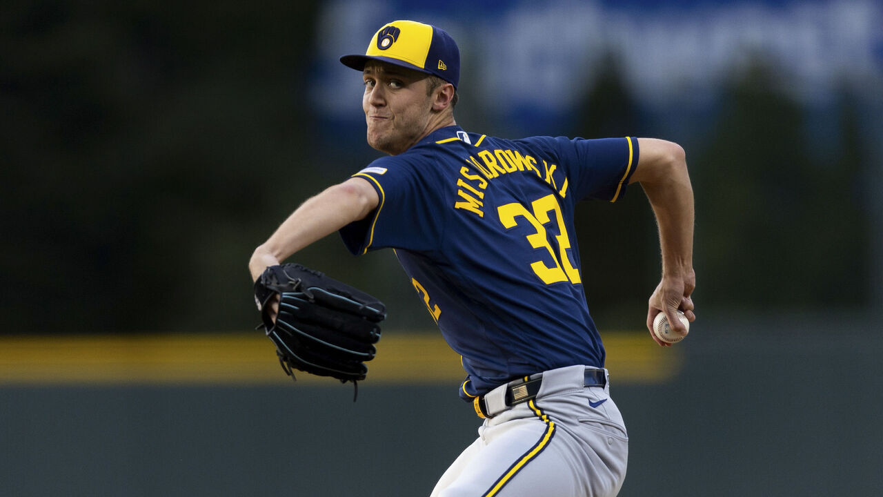 DENVER, CO - JUNE 06: Jacob Misiorowski #32 of the Milwaukee Brewers pitches during the game between the Milwaukee Brewers and the Colorado Rockies at Coors Field on Saturday, June 6, 2026 in Denver, Colorado.