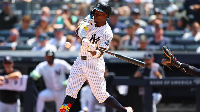 BRONX, NY - JUNE 07: Jazz Chisholm Jr. #13 of the New York Yankees at bat during the game against the Boston Red Sox on June 7, 2026 at Yankee Stadium in the Bronx borough of New York City.