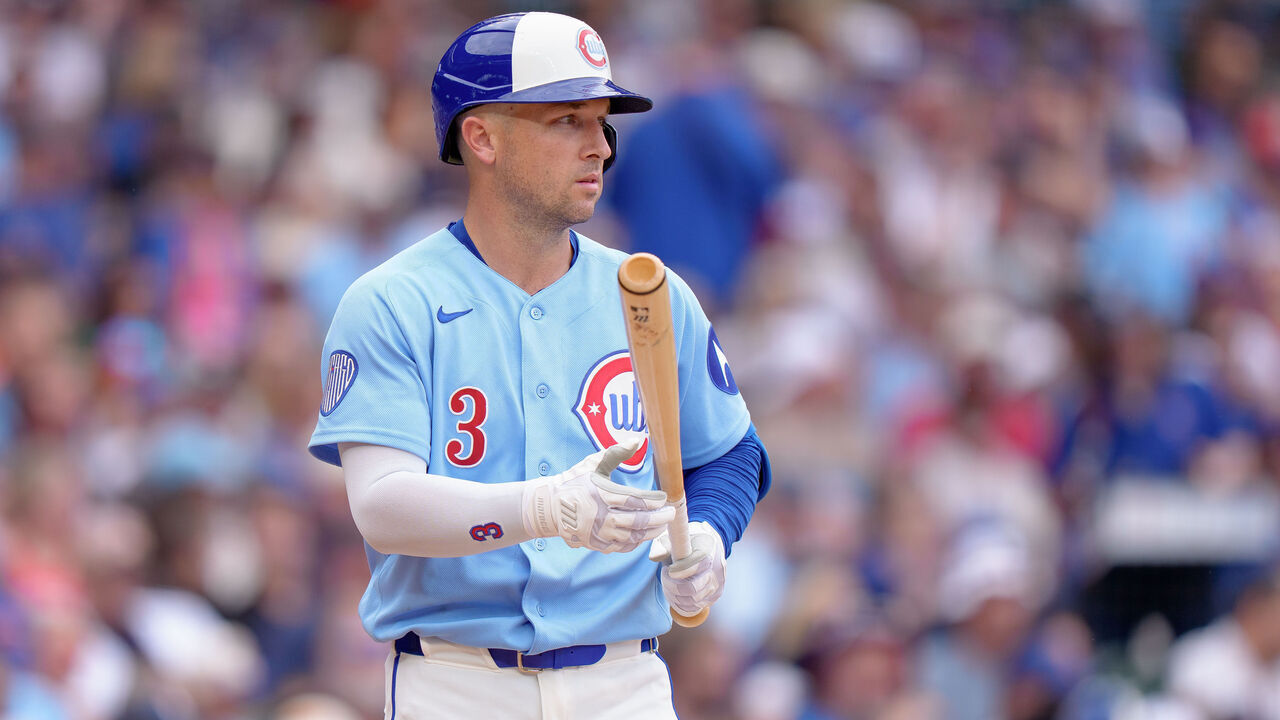 CHICAGO, ILLINOIS - JUNE 5: Alex Bregman #3 of the Chicago Cubs bats in a game against the San Francisco Giants at Wrigley Field on June 5, 2026 in Chicago, Illinois.