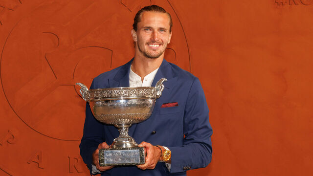 Paris, France - June 7: Alexander Zverev of Germany poses for a photo shoot following his victory against Flavio Cobolli of Italy in the men's final on day 15 of the 2026 French Open, Roland-Garros 2026, a Grand Slam tennis tournament at Stade Roland Garros on June 7, 2026 in Paris, France.