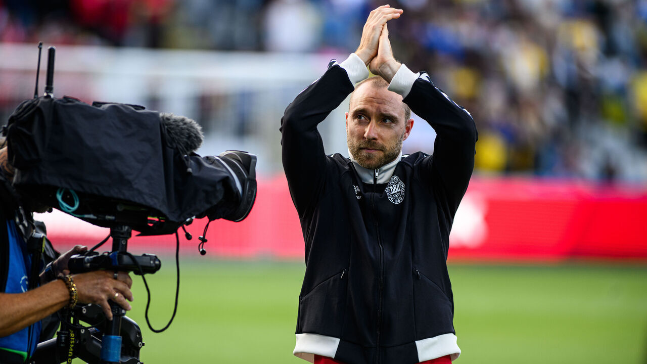 ODENSE, DENMARK - JUNE 7: Christian Eriksen of Denmark salutes the fans during the international friendly match between Denmark and Ukraine at on June 7, 2026 in Odense, Denmark.