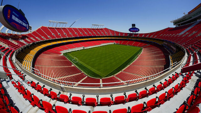KANSAS CITY, MISSOURI - MAY 11: A general view of Arrowhead Stadium ahead of the 2026 World Cup at Kansas City Stadium on May 11, 2026 in Kansas City, Missouri.