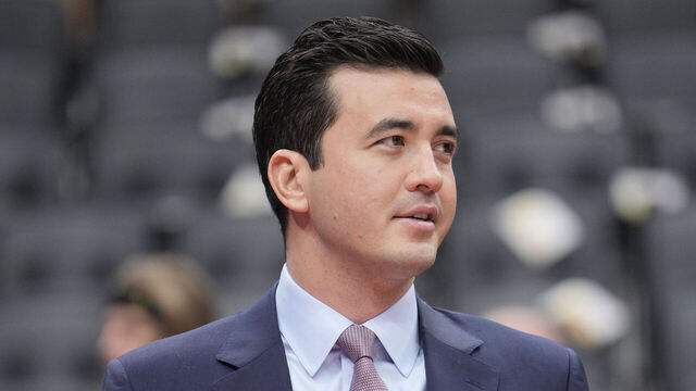TORONTO, ON - JANUARY 22: Bobby Webster General Manager of the Toronto Raptors looks on before his team plays the New York Knicks at the Scotiabank Arena on January 22, 2023 in Toronto, Ontario, Canada. NOTE TO USER: User expressly acknowledges and agrees that, by downloading and/or using this Photograph, user is consenting to the terms and conditions of the Getty Images License Agreement.