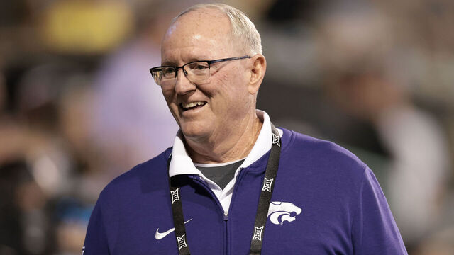 BOULDER, COLORADO - OCTOBER 12: Director of Athletics Gene Taylor of the Kansas State Wildcats walks the sideline during the first half against the Colorado Buffaloes at Folsom Field on October 12, 2024 in Boulder, Colorado.