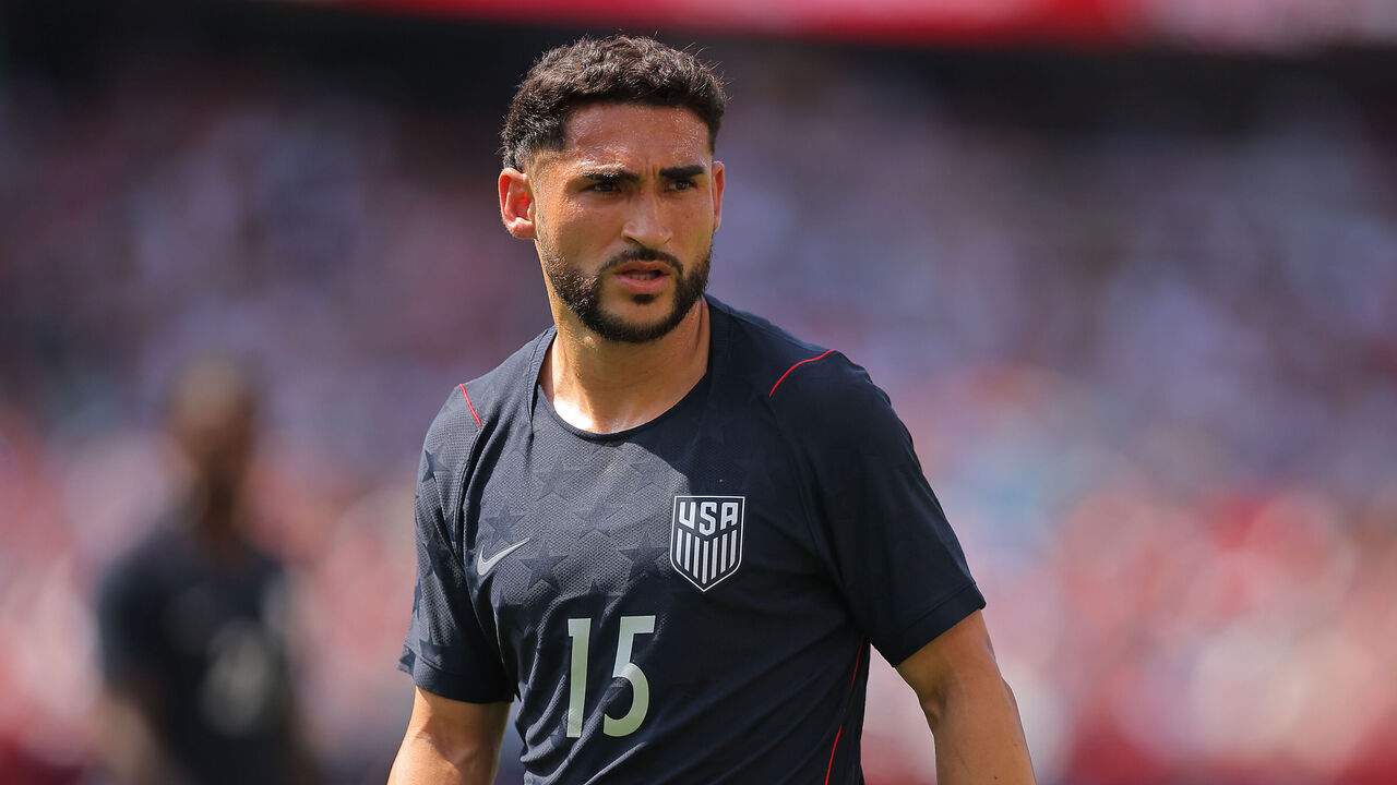 CHICAGO, IL - JUNE 06: Cristian Roldan #15 of the United States looks on during a friendly match between Germany on June 6, 2026 at Soldier Field in Chicago, Illinois.