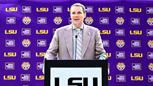 BATON ROUGE, LOUISIANA - MARCH 30: New head coach Will Wade of the LSU Tigers Men's Basketball team speaking at his press conference in the Pete Maravich Assembly Center on March 30, 2026 in Baton Rouge, Louisiana.