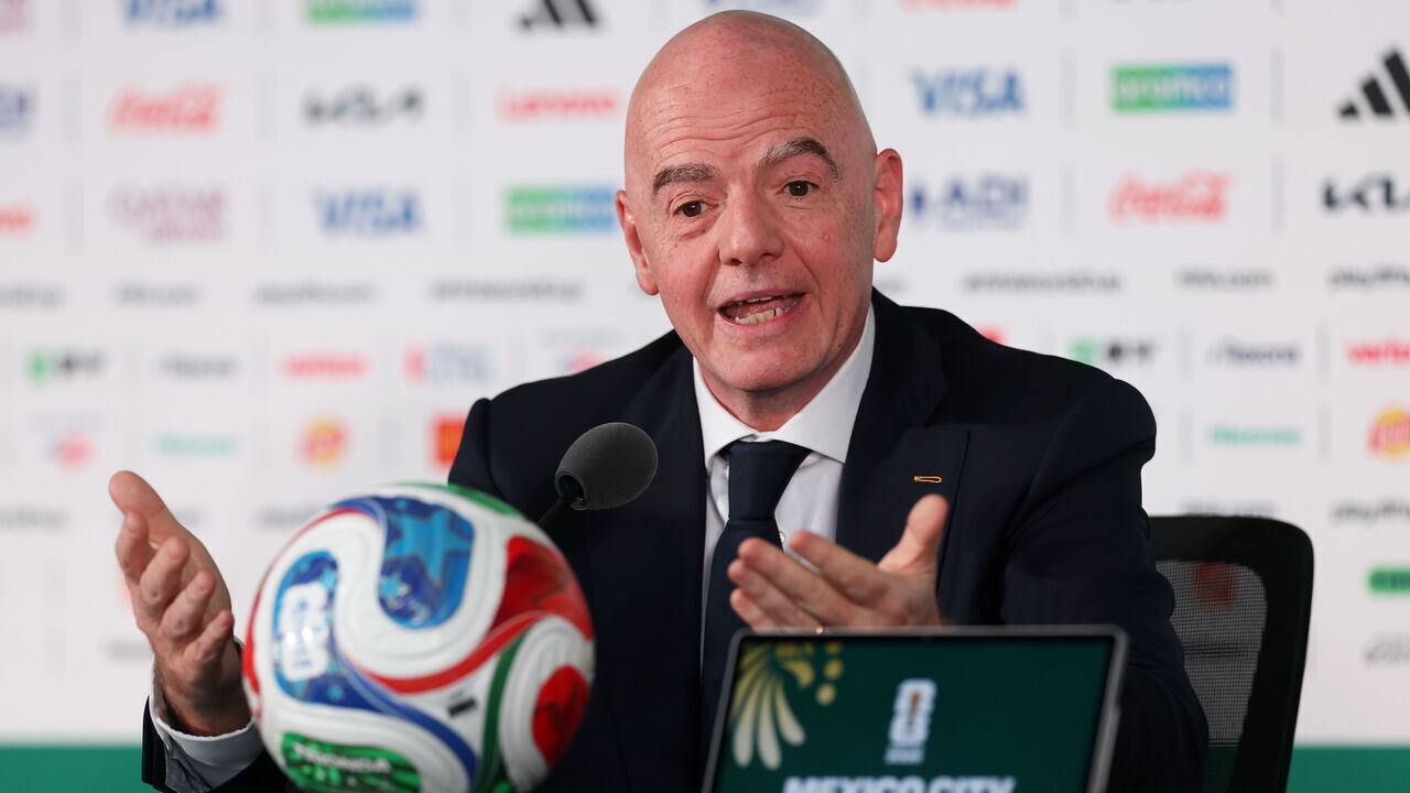 MEXICO CITY, MEXICO - JUNE 10: Gianni Infantino, President of FIFA, speaks to the media during a FIFA World Cup 2026 Opening Press Conference at Mexico City Stadium on June 10, 2026 in Mexico City, Mexico.