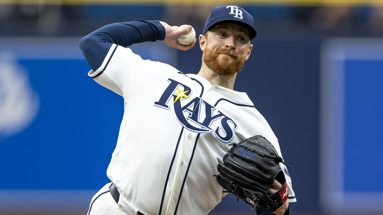 ST PETERSBURG, FLORIDA - JUNE 10: Drew Rasmussen #57 of the Tampa Bay Rays pitches in the top of the first inning against the Boston Red Sox at Tropicana Field on June 10, 2026 in St Petersburg, Florida.