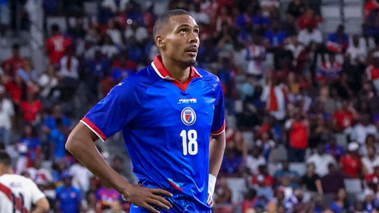 MIAMI, FL - JUNE 5: Haiti forward Wilson Isidor (18) looks on during the international friendly game between Haiti and Peru at NU Stadium on June 5, 2026 in Miami,Florida.