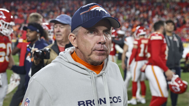KANSAS CITY, MO - DECEMBER 25: Denver Broncos head coach Sean Payton after a Christmas Day NFL game between the Denver Broncos and Kansas City Chiefs on December 25, 2025 at GEHA Field at Arrowhead Stadium in Kansas City, MO.
