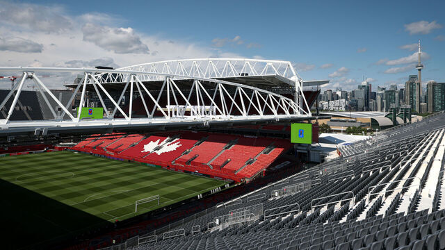 TORONTO, ONTARIO - JUNE 06: A general view inside the Toronto Stadium prior to the FIFA World Cup 2026 on June 06, 2026 in Toronto, Ontario.