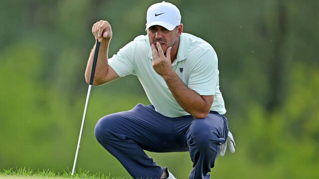CALEDON, ONTARIO - JUNE 11: Brooks Koepka of the United States lines up a putt on the 17th green during the first round of the RBC Canadian Open 2026 at TPC Toronto at Osprey Valley on June 11, 2026 in Caledon, Ontario.