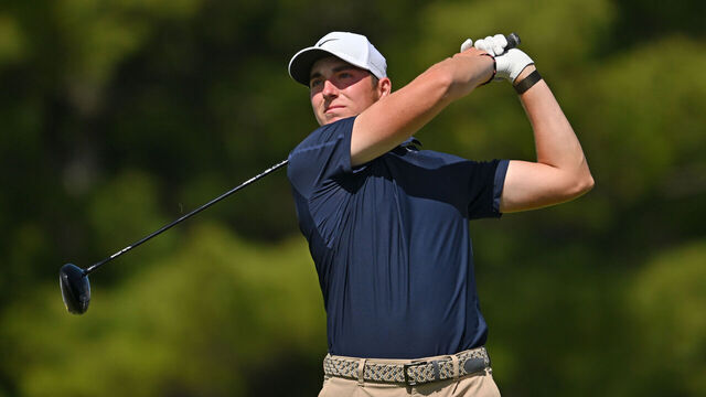 CALEDON, ONTARIO - JUNE 12: Ben James of the United States plays his shot from the ninth tee during the second round of the RBC Canadian Open 2026 at TPC Toronto at Osprey Valley on June 12, 2026 in Caledon, Ontario.
