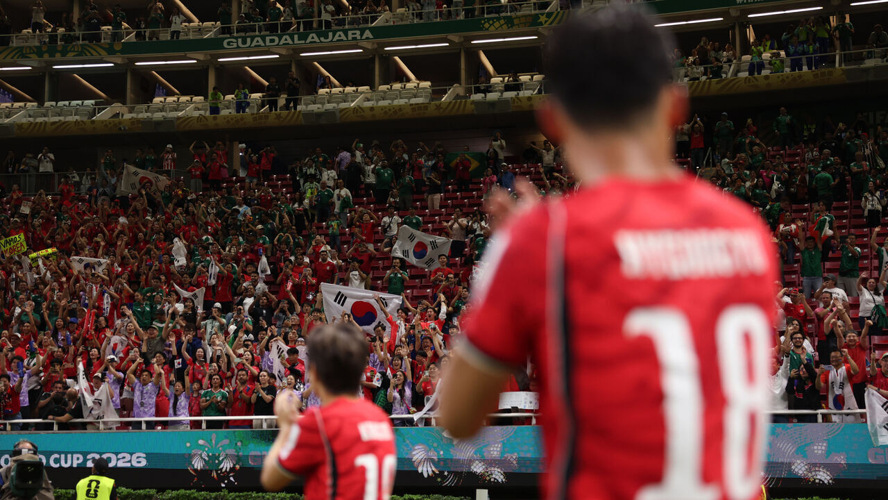 GUADALAJARA, MEXICO - JUNE 11: Fans of Korea Republic show their support after the team's victory in the FIFA World Cup 2026 Group A match between Korea Republic and Czechia at Guadalajara Stadium on June 11, 2026 in Guadalajara, Mexico.