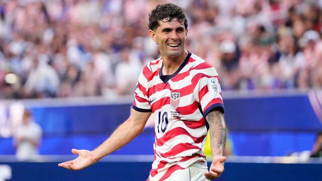 LOS ANGELES, CALIFORNIA - JUNE 12: Christian Pulisic of USA reacts during the FIFA World Cup 2026 Group D match between USA and Paraguay at Los Angeles Stadium on June 12, 2026 in Los Angeles, California.