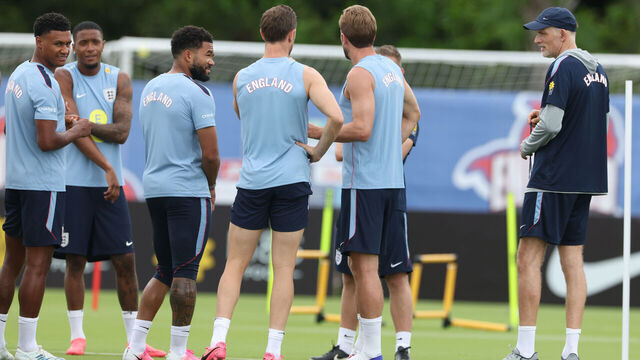 PALM BEACH GARDENS, FLORIDA - JUNE 09: Thomas Tuchel England Manager with his players in training on June 09, 2026 in Palm Beach Gardens, Florida.