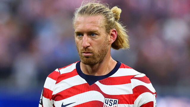 LOS ANGELES, CALIFORNIA - JUNE 12: Tim Ream of USA looks on during the FIFA World Cup 2026 Group D match between USA and Paraguay at Los Angeles Stadium on June 12, 2026 in Los Angeles, California.